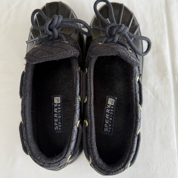 EUC Sperry Waterproof Rubber Quilted Fleece Loafers-Black-Women’s Size 6 - Picture 3 of 10